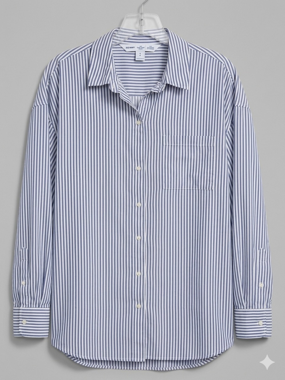 Old Navy Classic Blue Stripe Button-Up Shirt - Boyfriend Fit - 100% Cotton